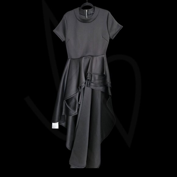 Fashion Nova Black Assymetrical Ruffle Hem Dress-NWT -XL - Picture 2 of 4